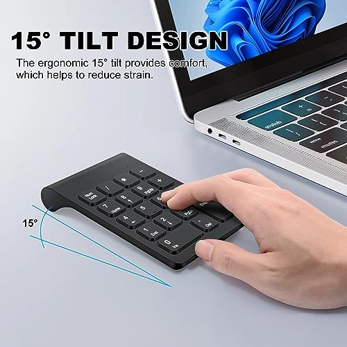 TRELC Wireless Numeric Keypad, Mini 2.4G 18 Keys Number Pad, Portable Silent Financial Accounting Numeric Keypad Keyboard Extensions with Wireless Mouse for Laptop, PC, Desktop, Notebook(Black) - Image 2