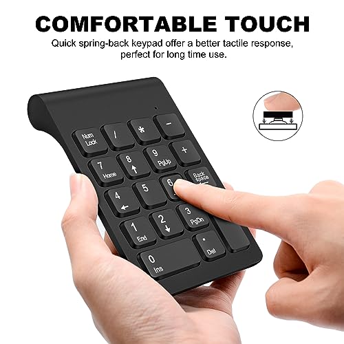 TRELC Wireless Numeric Keypad, Mini 2.4G 18 Keys Number Pad, Portable Silent Financial Accounting Numeric Keypad Keyboard Extensions with Wireless Mouse for Laptop, PC, Desktop, Notebook(Black) - Image 4