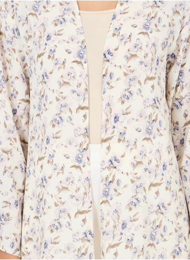 Styli Floral Print Maxi Kimono