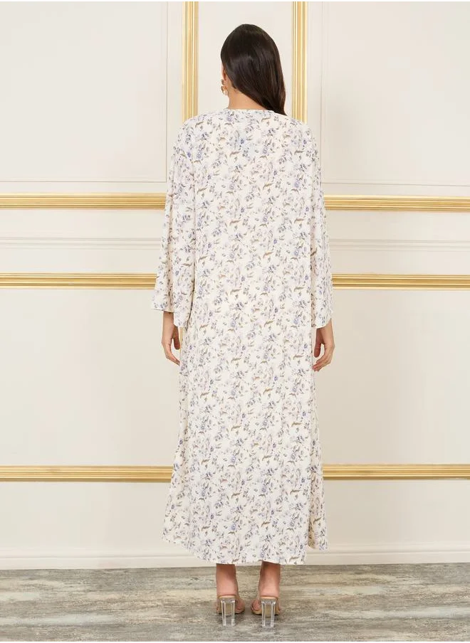 Styli Floral Print Maxi Kimono