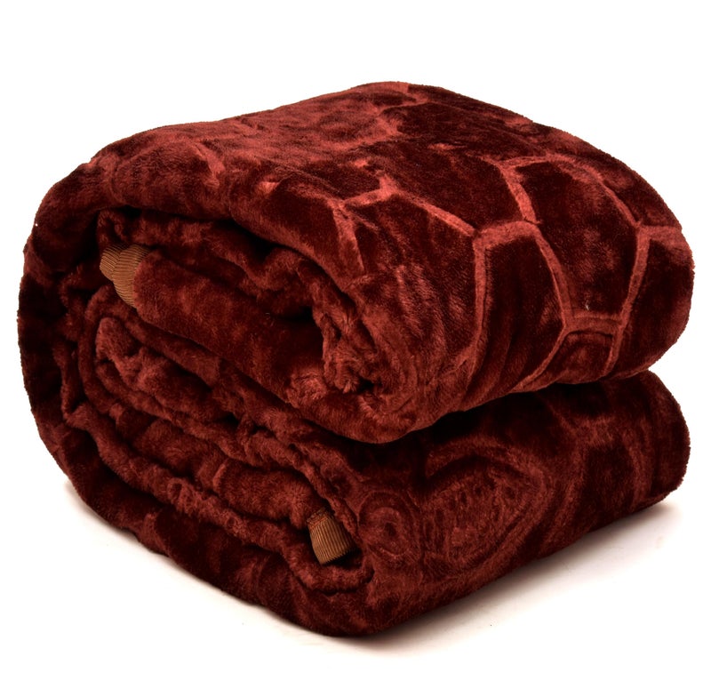 BENAVJI Mink Floral Embossed Super Soft AC Bed Velvet for Winter Blanket (Single, Brown) - Image 1