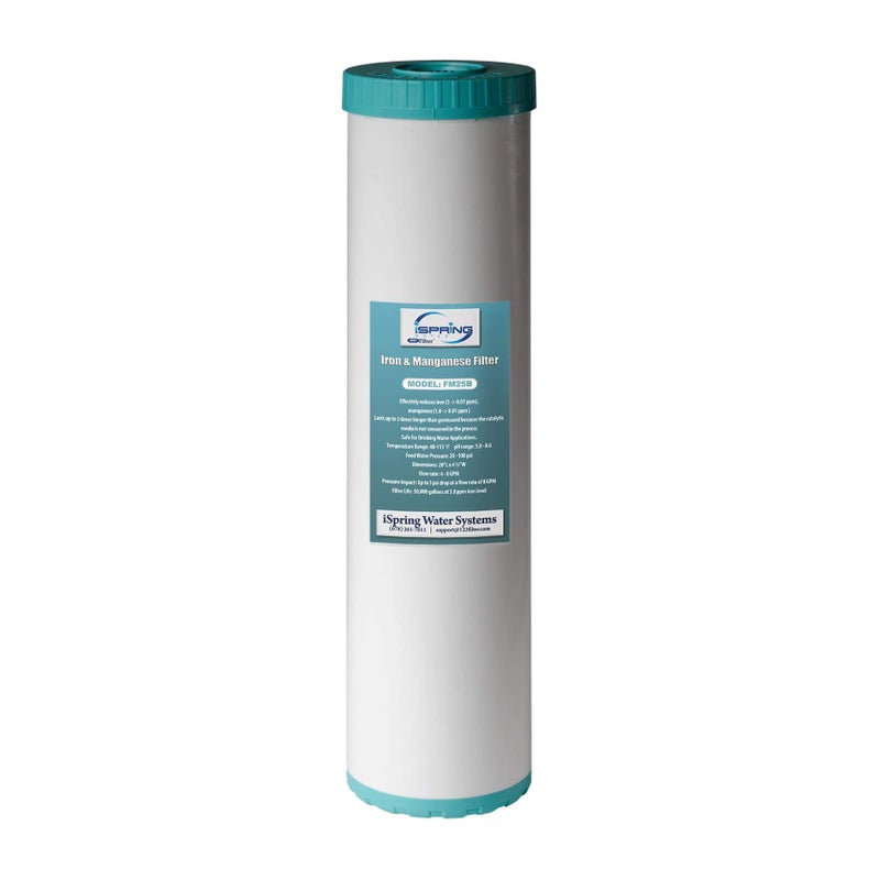 iSpring Whole House Water Filter Cartridge, Iron & Manganese Reducing Water Filter Whole House, 4.5" x 20", Model: FM25B - Image 1