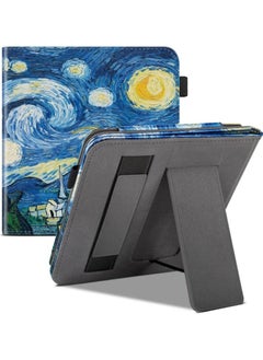 Leather Case Compatible with Kobo Libra Colour 7 Inch 2024 EReader Ebook E-Reader Case, Lightweight Cover with Hand Support Bracket and Wristband Cover for Model Kobo N428