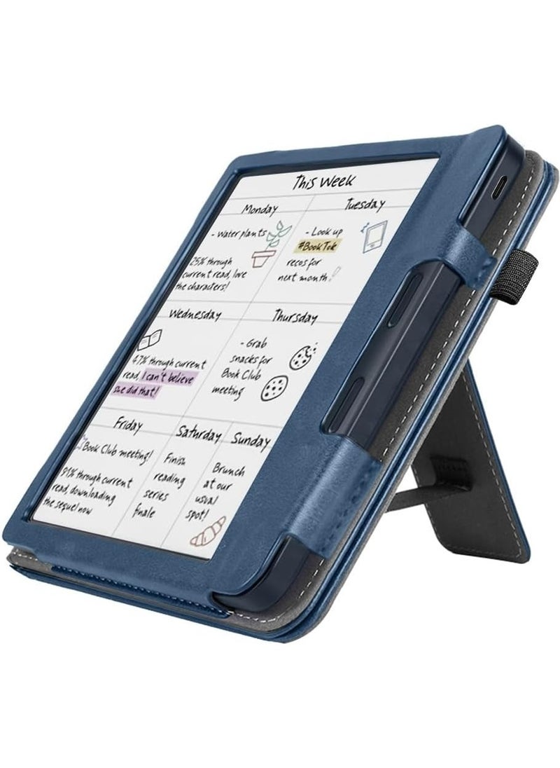 General - Leather Case Compatible with Kobo Libra Colour 7 Inch 2024 EReader Ebook E-Reader Case, Lightweight Cover with Hand Support Bracket and Wristband Cover for Model Kobo N428 - Image 1
