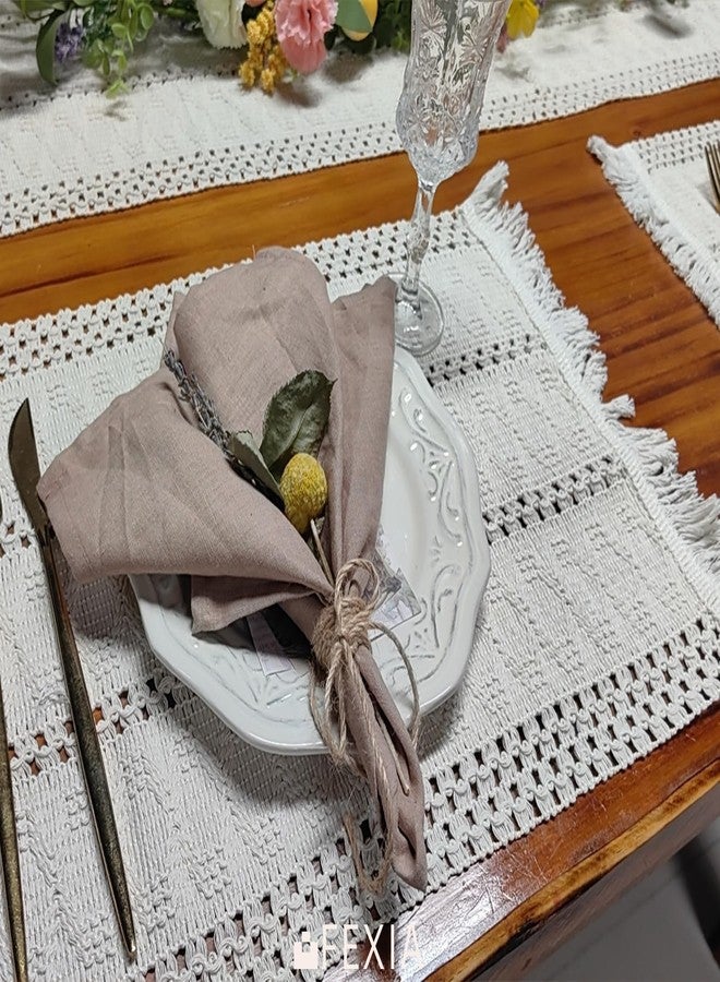 FEXIA Boho Placemats Set of 6, Macrame Table Decor and Farmhouse Style Placemats Natural Cotton Burlap, for Dining Table Kitchen - Image 5