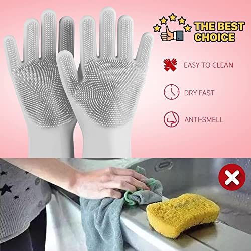 Emergity Kitchen Gloves, Silicon Hand Gloves for Dish Washing, Gloves for Washing Utensils, Cleaning Gloves for Kitchen (Multi Colour Pack of 1), Silicone - Image 4