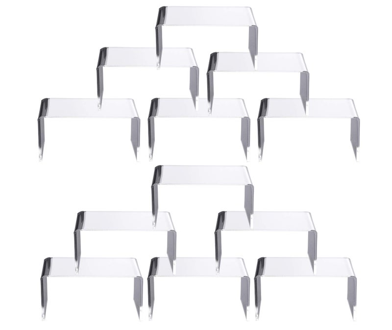 Jusalpha 12 Packs Clear Acrylic Display Risers Showcase for Jewelry Risers Display for Funko POP FiguresClear Cake Stands for Candy Dessert Table Decorations 4 x 3x 2 12 PC 