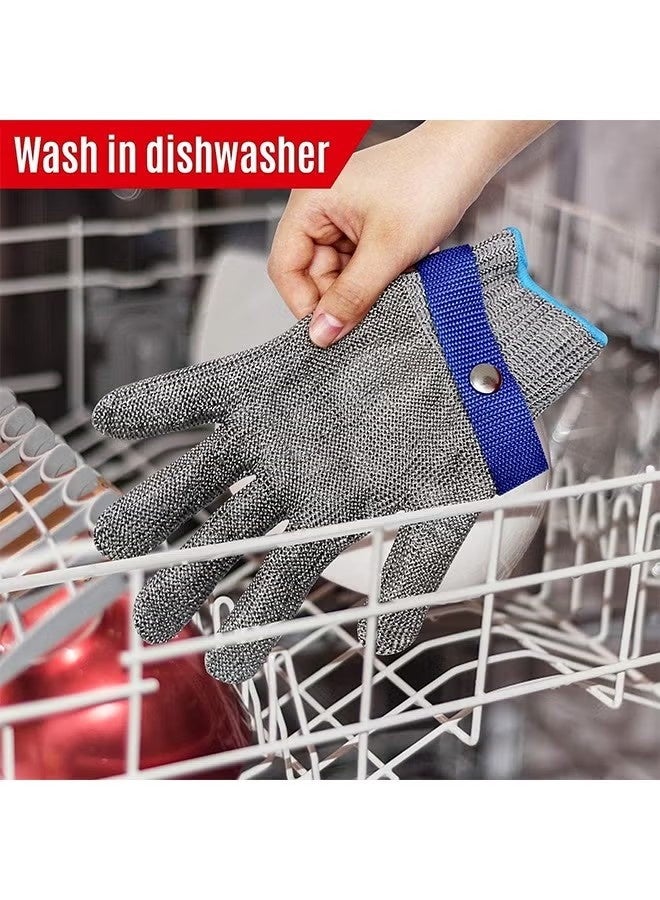 Happy D Cut Resistant Glove, Level 9 Safety Protective Work Gloves Ambidextrous, Upgrade Safety Anti Cutting Hand Gloves, Food Grade Durable Cut Glove for Kitchen Cooking, Stainless Steel Mesh Metal Glove, Butcher Meat Cutting, Oyster Shucking, Garden, Fishing - Image 4