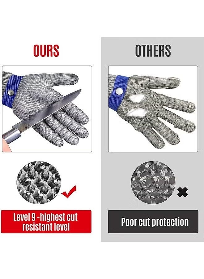 Happy D Cut Resistant Glove, Level 9 Safety Protective Work Gloves Ambidextrous, Upgrade Safety Anti Cutting Hand Gloves, Food Grade Durable Cut Glove for Kitchen Cooking, Stainless Steel Mesh Metal Glove, Butcher Meat Cutting, Oyster Shucking, Garden, Fishing - Image 3