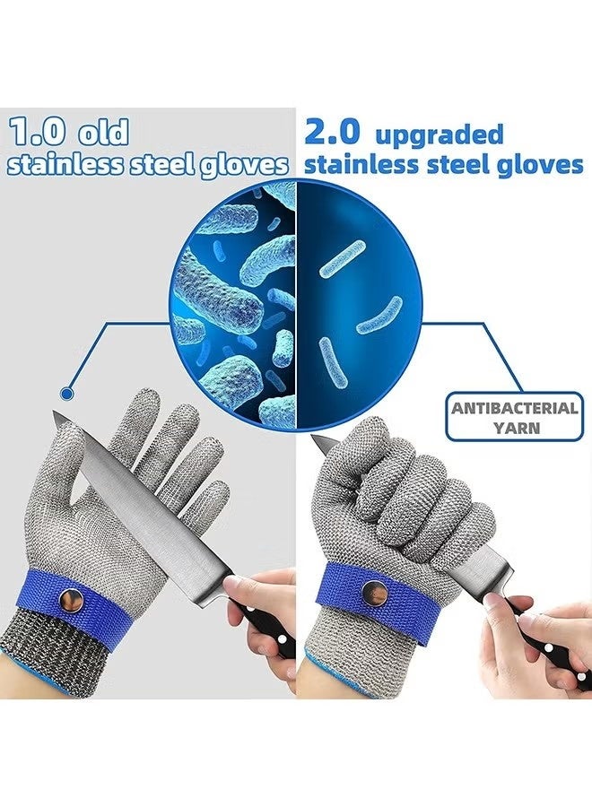 Happy D Cut Resistant Glove, Level 9 Safety Protective Work Gloves Ambidextrous, Upgrade Safety Anti Cutting Hand Gloves, Food Grade Durable Cut Glove for Kitchen Cooking, Stainless Steel Mesh Metal Glove, Butcher Meat Cutting, Oyster Shucking, Garden, Fishing - Image 2