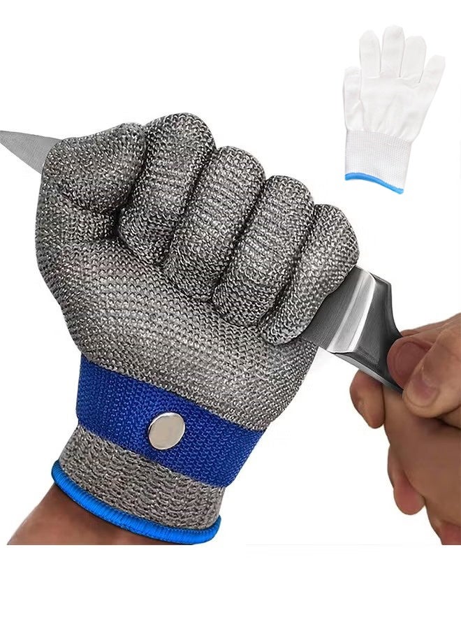 Happy D Cut Resistant Glove, Level 9 Safety Protective Work Gloves Ambidextrous, Upgrade Safety Anti Cutting Hand Gloves, Food Grade Durable Cut Glove for Kitchen Cooking, Stainless Steel Mesh Metal Glove, Butcher Meat Cutting, Oyster Shucking, Garden, Fishing - Image 1