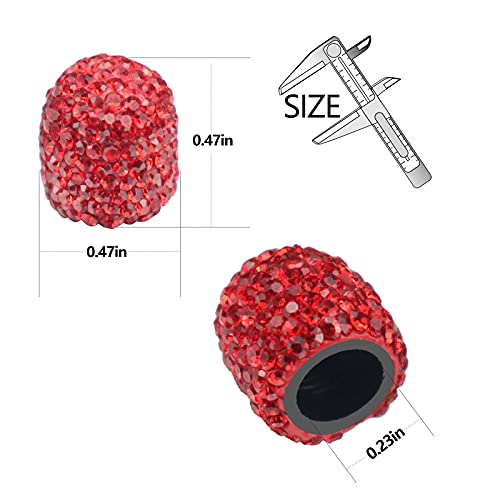 Sikawai Bling Tire Valve Stem Caps, Sparkling Handmade Crystal Rhinestone Universal Car Tire Valve Caps Chrome,Attractive Dustproof Bling Car Accessories - Red - Image 3