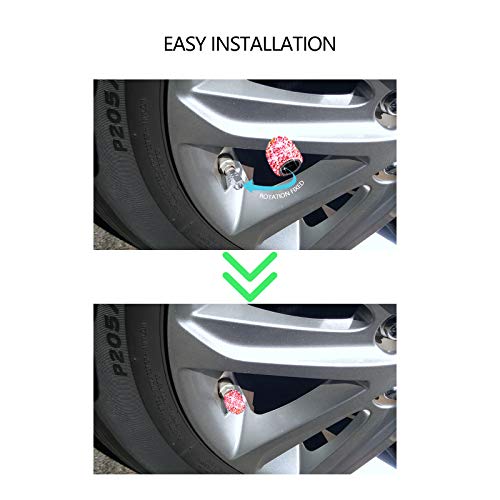Sikawai Bling Tire Valve Stem Caps, Sparkling Handmade Crystal Rhinestone Universal Car Tire Valve Caps Chrome,Attractive Dustproof Bling Car Accessories - Red - Image 5