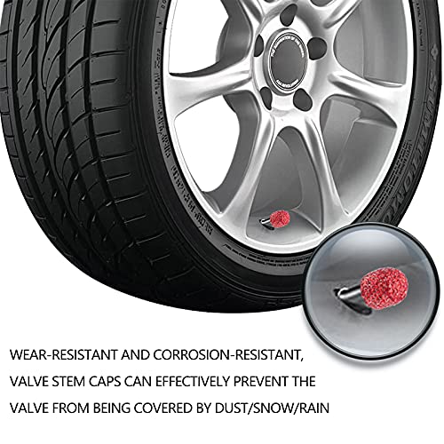 Sikawai Bling Tire Valve Stem Caps, Sparkling Handmade Crystal Rhinestone Universal Car Tire Valve Caps Chrome,Attractive Dustproof Bling Car Accessories - Red - Image 4
