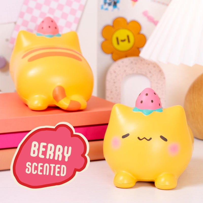 Hamee SquiSHU Jumbo Strawberry Cat Squishy Toy Collectible Slow Rising Cute Loaf Cat Birthday Gift, Party Favors, Stress Relief - Image 5