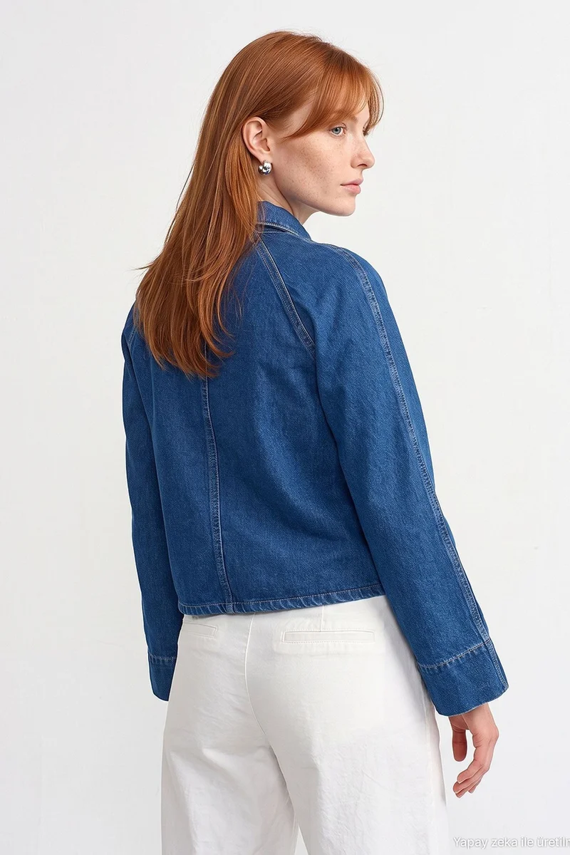Dilvin Mid Blue Denim DILVIN Women's Cotton Blend Jacket for Women | Best Price UAE
