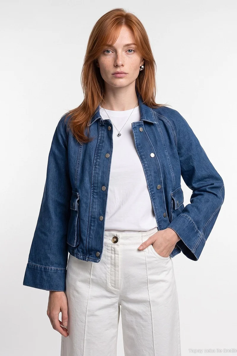 Dilvin Mid Blue Denim DILVIN Women's Cotton Blend Jacket for Women | Best Price UAE