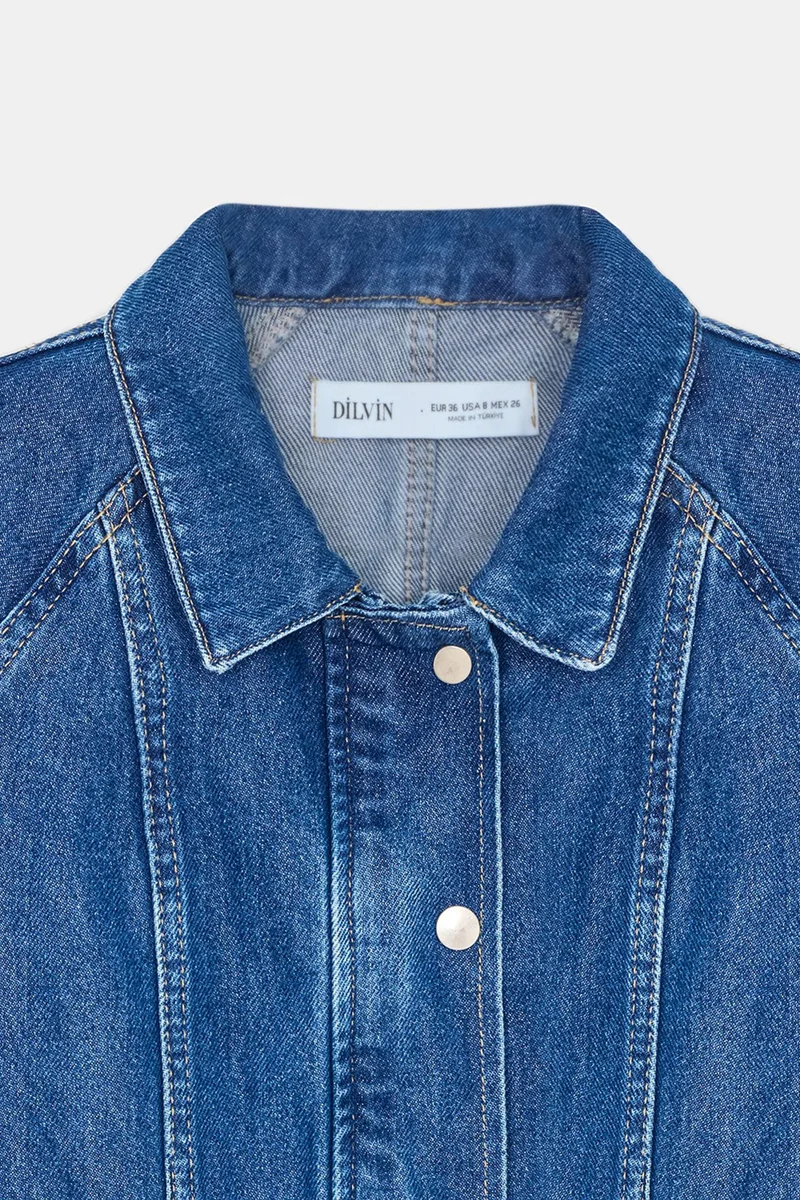 Dilvin Mid Blue Denim DILVIN Women's Cotton Blend Jacket for Women | Best Price UAE
