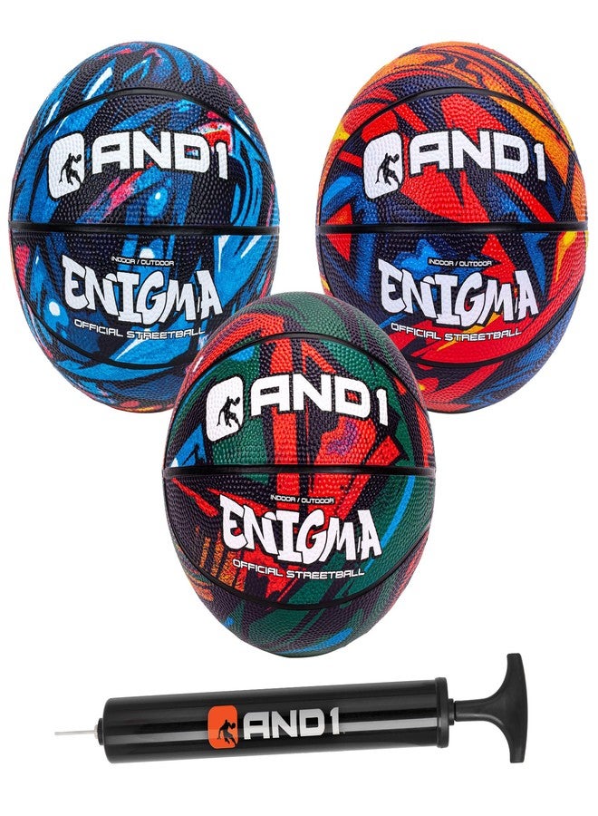 And1 Mini Basketballs AND1 3 Pack Set for Kids (Deflated w/Pump Included): - Size 3 7-Inch Premium Youth Size Basketballs, Easy to Grip, Made for Indoors and Outdoors - Image 1