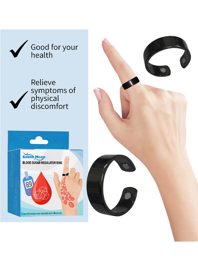 SOUTH MOON - Blood Glucose Control Ring, 2 Pieces Blood Sugar Regulator Ring For Acupressure For Women Men Adjustable Blood Glucose Control Ring - Image 1
