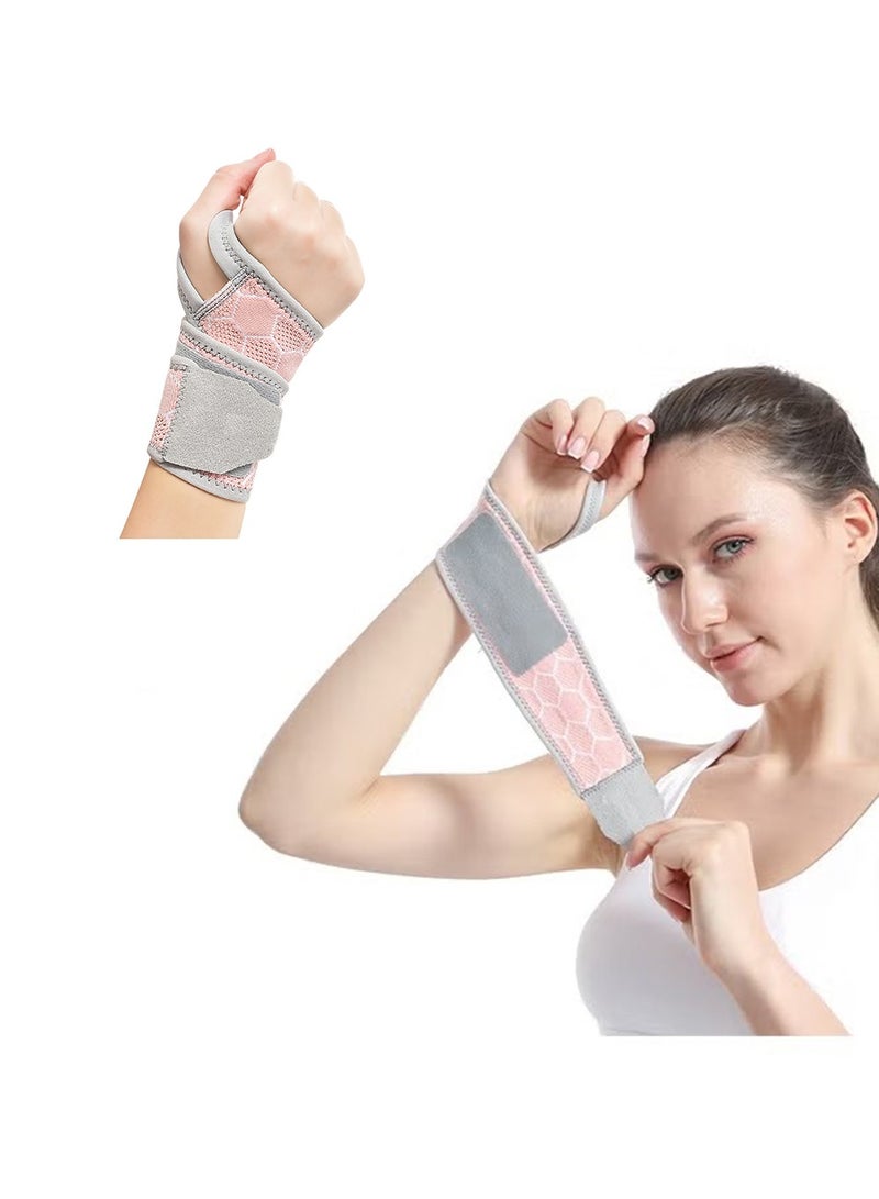 1 Pack Wrist Brace Adjustable Wrist Support, Wrist Straps for Fitness Weightlifting Wear Anywhere, Highly Elastic Wrist Wraps for Relief Wrist Pain 31cm x7cm (pink) - Image 1