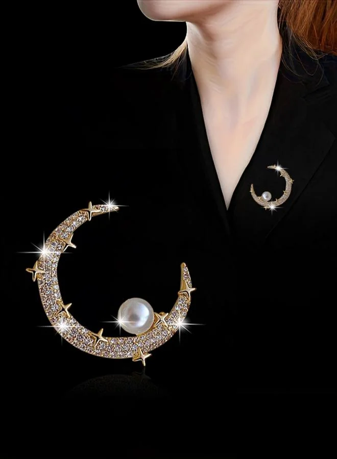 Take Two Gold Moon and Pearl Brooch