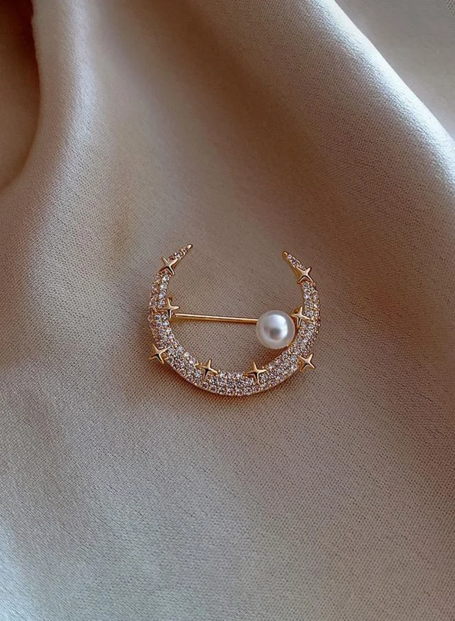 Take Two Gold Moon and Pearl Brooch