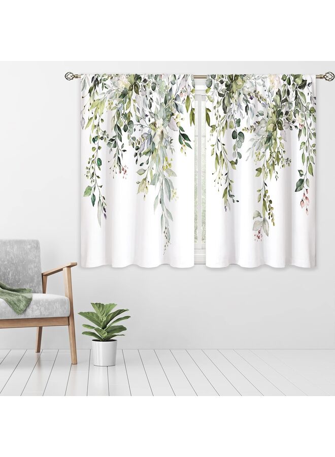 يُسلِّم ستائر نافذة مطبخ مزخرفة بأوراق شجر الكينا فوق الحوض، بتصميم مزرعة بوهو، ستائر قصيرة قصيرة من أوراق شجر الكينا، مقاس 27.5×39 بوصة (U20) - Image 5