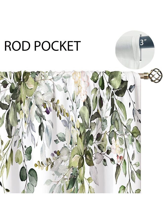 يُسلِّم ستائر نافذة مطبخ مزخرفة بأوراق شجر الكينا فوق الحوض، بتصميم مزرعة بوهو، ستائر قصيرة قصيرة من أوراق شجر الكينا، مقاس 27.5×39 بوصة (U20) - Image 3