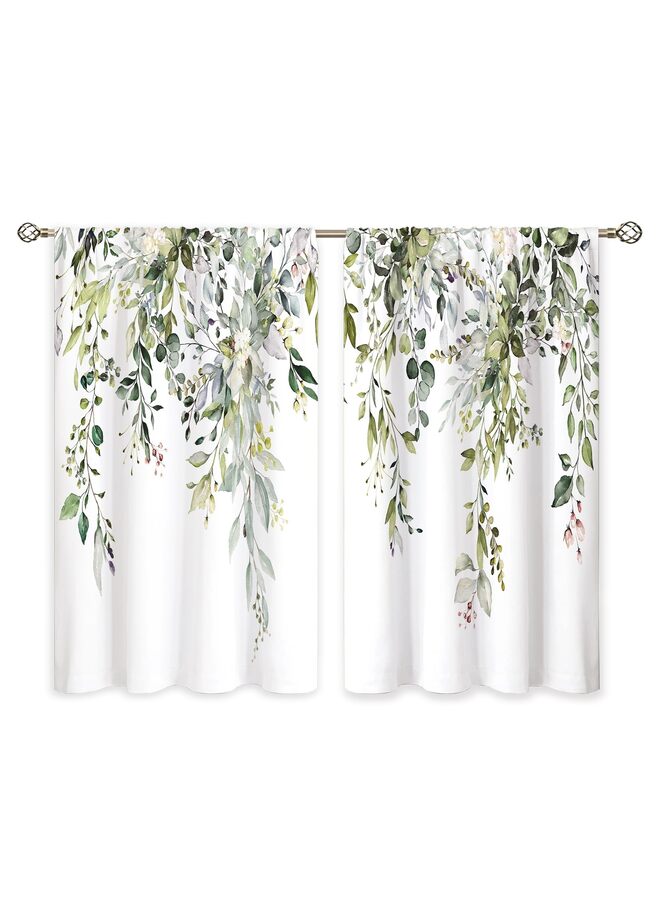 يُسلِّم ستائر نافذة مطبخ مزخرفة بأوراق شجر الكينا فوق الحوض، بتصميم مزرعة بوهو، ستائر قصيرة قصيرة من أوراق شجر الكينا، مقاس 27.5×39 بوصة (U20) - Image 4