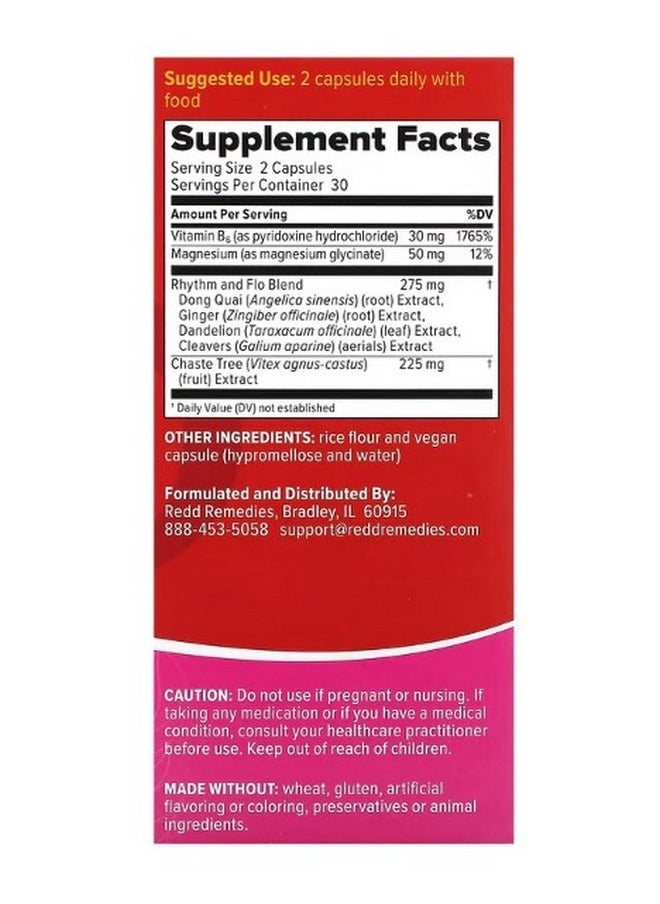 REDD REMEDIES Rhythm and Flo 60 Vegan Capsules  - Image 2