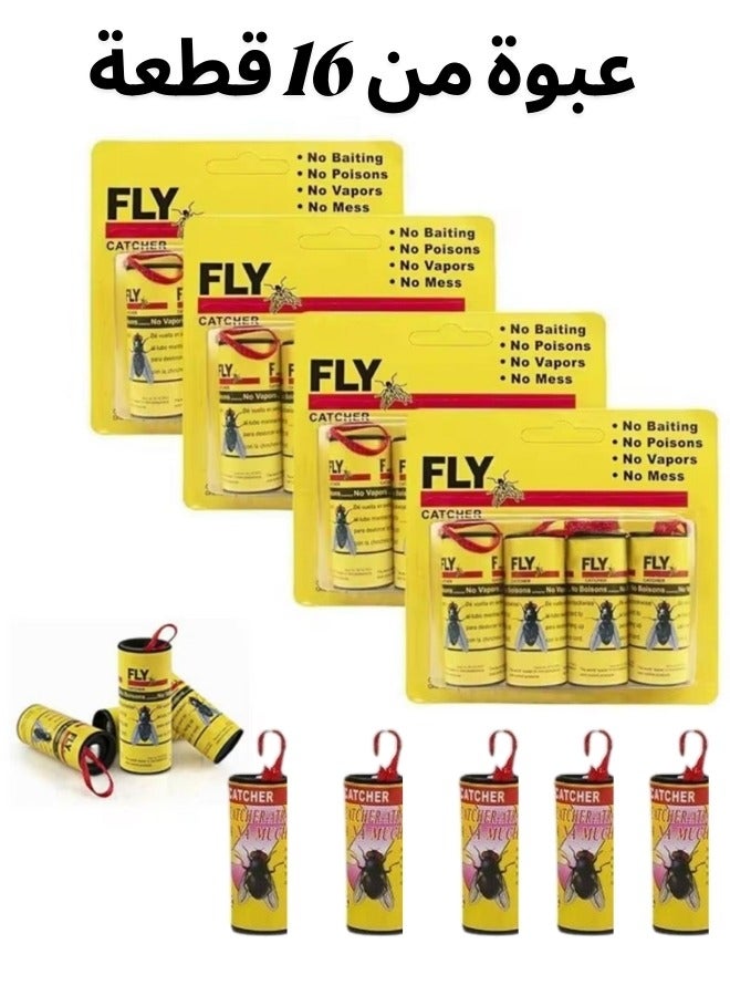 Fly 16 Pcs Sticky Fly Catchers Set for Outdoors and Indoors or Greenhouse Use, Sticky Traps Plant Trap for Hanging Fly Traps, Fly Strips Fly Tape Ribbon Indoor, Fly Paper Roll, Sticky Catcher Mosquito Killer, Kitchen Sticky Fly Trap, Indoor Fly Paper Tape ((16pieces)) - Image 1