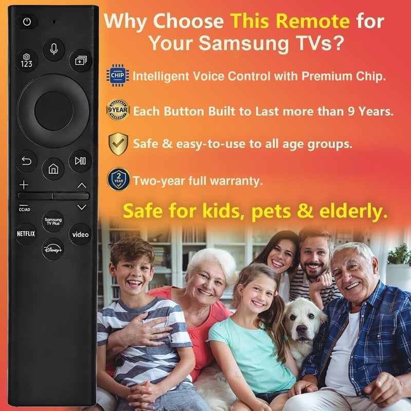 Nettech for Samsung TV Remote Replacement for 2019-2024 Samsung Smart TV That Supports Voice Function. No Solarcell, Batteries Required. for Samsung Remote Control.for Smart TV. 2-Year Full Warranty. - Image 3