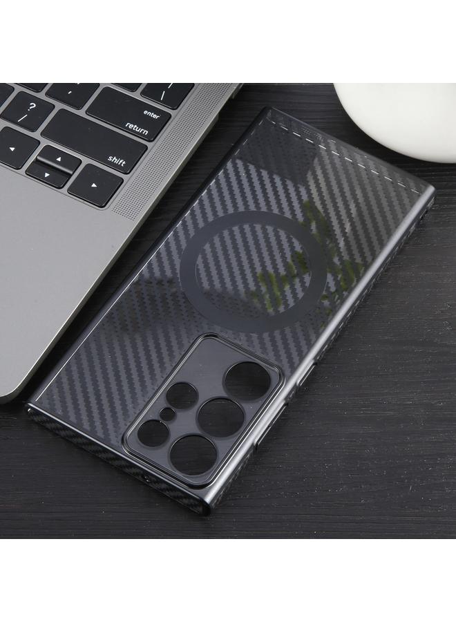اس-توب جراب لهاتف Samsung Galaxy S22 Ultra 5G مصنوع من ألياف الكربون المطلية بـ 6D، جراب شفاف من Magsafe PC - Image 5