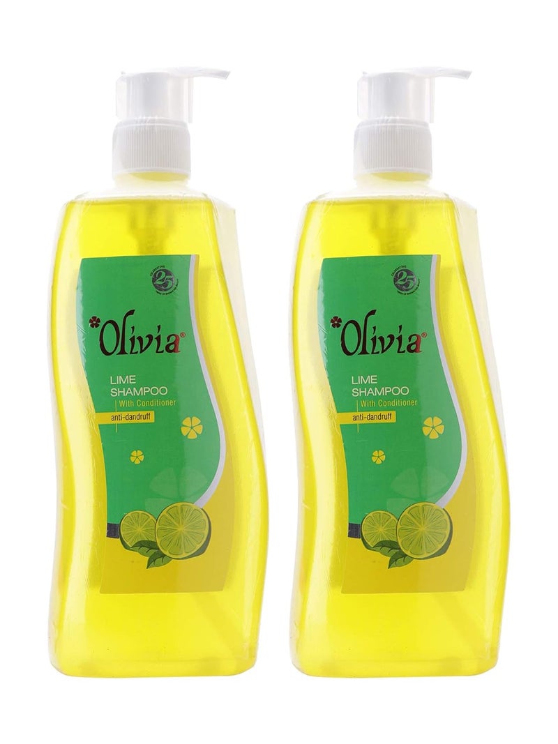 Olivia Lime Herbal Shampoo with Conditioner for AntiDandruff 500 ml Pack of 2 - Image 1
