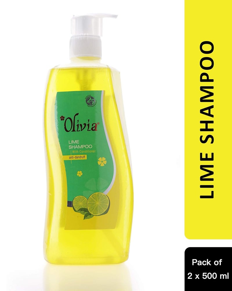 Olivia Lime Herbal Shampoo with Conditioner for AntiDandruff 500 ml Pack of 2 - Image 2