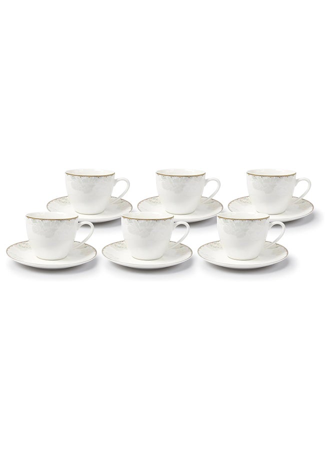 Orchid Orchid 12PCS NBC Cup and Saucer Set Lotus Design 220ml  - Image 1