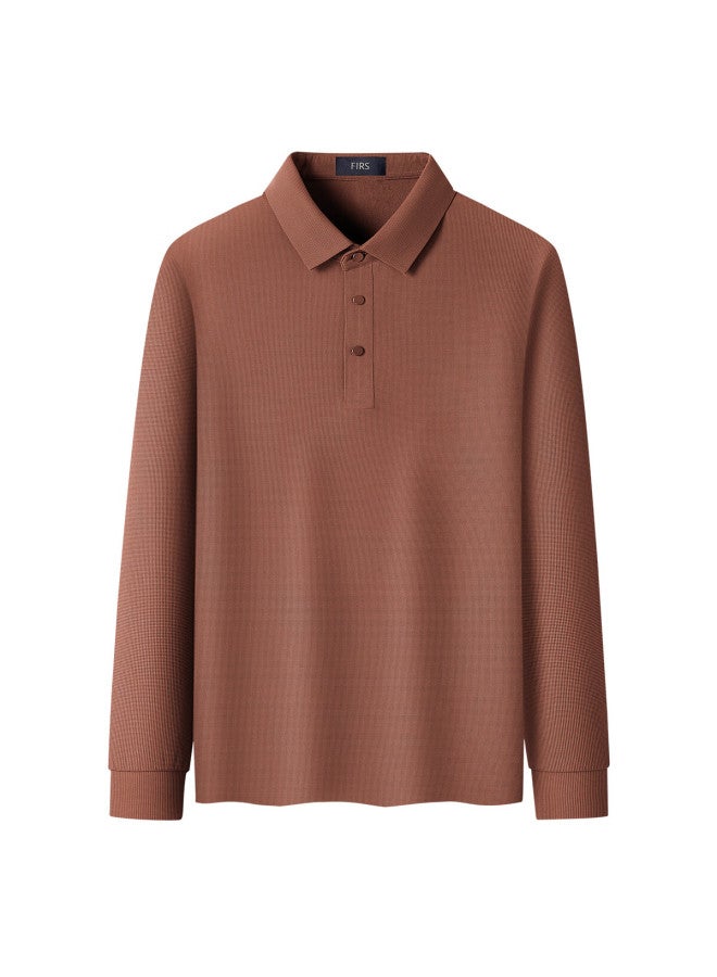 FIRS Shanshan Men's Long Sleeve Waffle Knit Casual Warm Polo Collar Soft Skin-friendly Shirt - Image 1