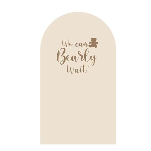 KONPON Beige Arch Backdrop Covers We Can Bearly Wait Theme Arch Stand Fabric Cover for Birthday Baby Shower Cake Table Supplies Decoration 26x6FT - Image 3