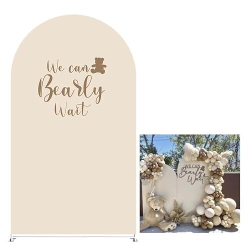 KONPON Beige Arch Backdrop Covers We Can Bearly Wait Theme Arch Stand Fabric Cover for Birthday Baby Shower Cake Table Supplies Decoration 26x6FT - Image 1