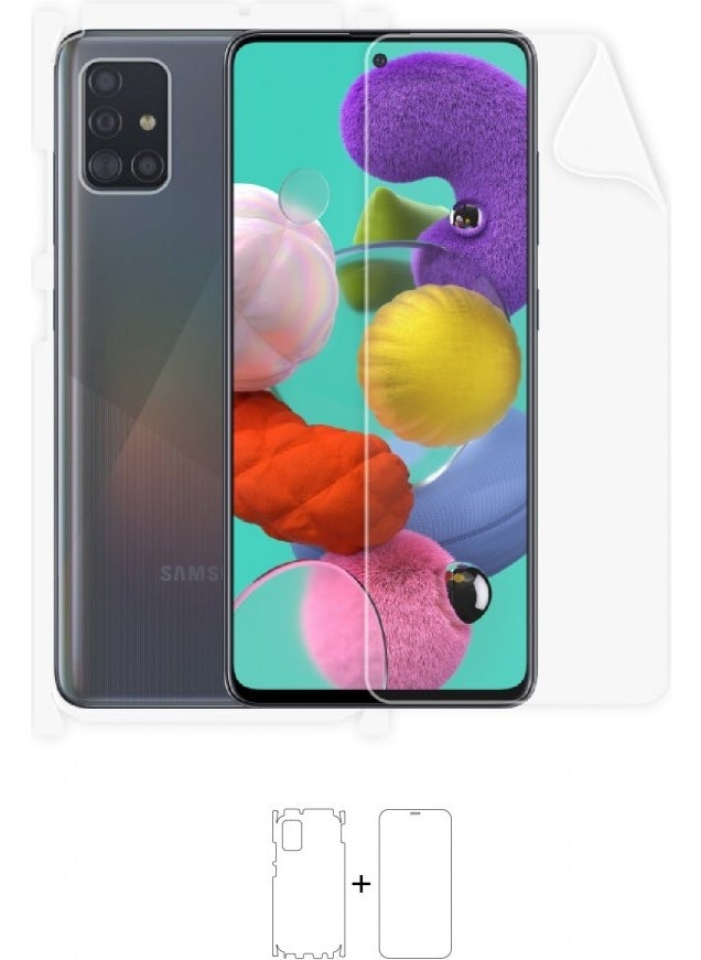 Wrapsol - Galaxy A51 Full Body Screen Protector Front Back Side Impact Absorbing Polyurethane Film - Image 1
