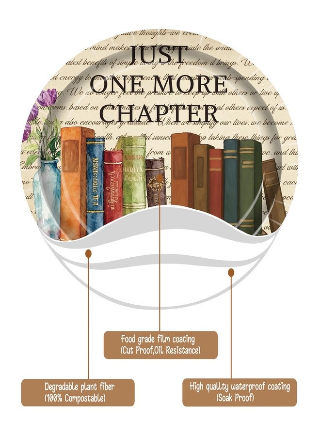 umoni Book Theme Party Plates Vintage Books Birthday Party Supplies 48Pcs Reading Disposable Paper Plates Retro Reading Books Tableware for Library Book Lovers Party Table Decor - Image 4