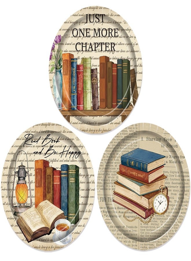 umoni Book Theme Party Plates Vintage Books Birthday Party Supplies 48Pcs Reading Disposable Paper Plates Retro Reading Books Tableware for Library Book Lovers Party Table Decor - Image 2
