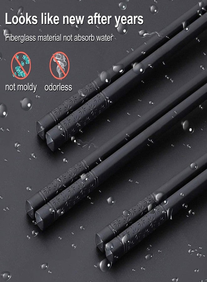 INOVERA (LABEL) 10 Pairs Fiberglass Reusable Non-Slip Chopsticks for Sushi, Noodles, Fried Rice (24 cm, Black) - Image 3