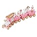 NUOBESTY Christmas Tree Train Decorations Pink Wooden Train Set Mini Christmas Table Top Ornament Crafts Holiday Present - Image 2