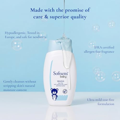 Softsens Baby Tear-Free Body Wash 200ml each (Pack of 2 x 200ml) | Gentle Cleansing & Hydration with Milk Cream & Shea Butter | Dermatologically Tested, Hypoallergenic & Paraben-Free - Image 3