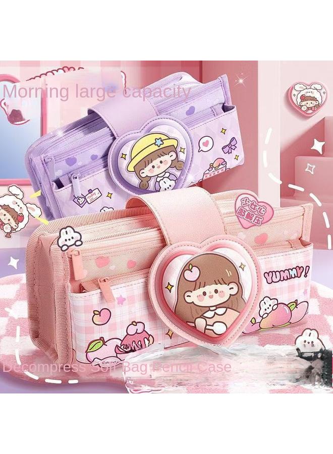 Bluejw 2025 New High-value Multi-functional Large-capacity Pencil Case Female Primary School Stationery Box Soft Bag Multi-layer Pen Case Wholesale - Image 2