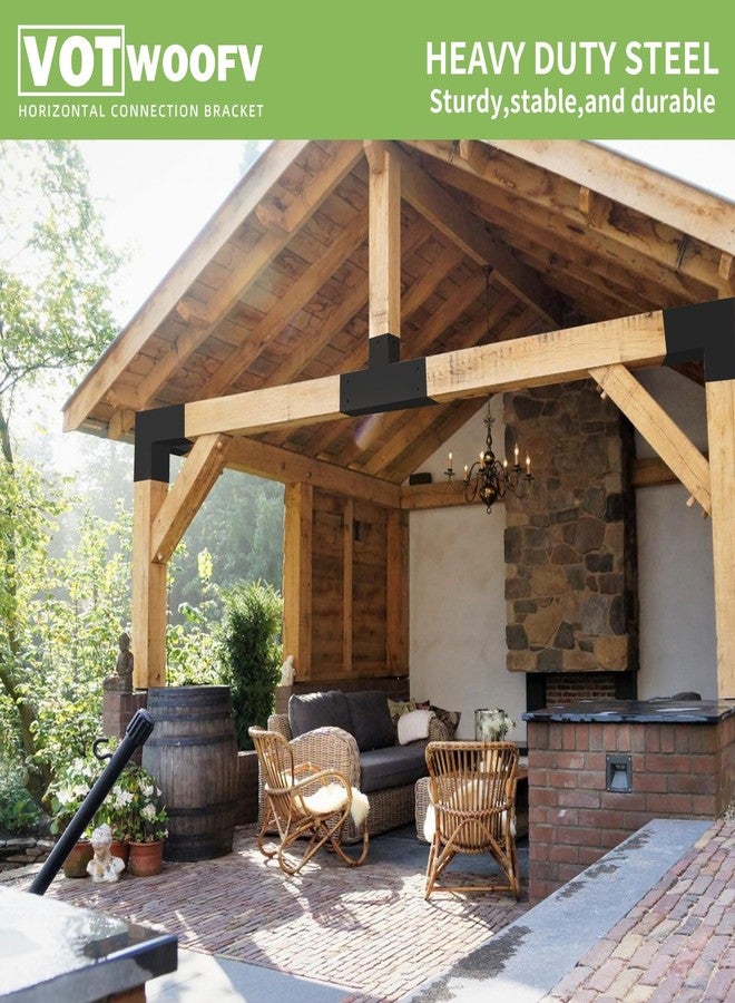 VoTwoofv Pergola Bracket kit 4x4,3-Way T-Shaped Bracket Woodworks Pergola kit for Wood Beam (Actual: 3.5" x3.5'') Outdoor Gazebos,Patio Pergolas,Log Cabins (2 Pack)… - Image 3