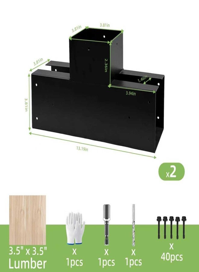 VoTwoofv Pergola Bracket kit 4x4,3-Way T-Shaped Bracket Woodworks Pergola kit for Wood Beam (Actual: 3.5" x3.5'') Outdoor Gazebos,Patio Pergolas,Log Cabins (2 Pack)… - Image 2