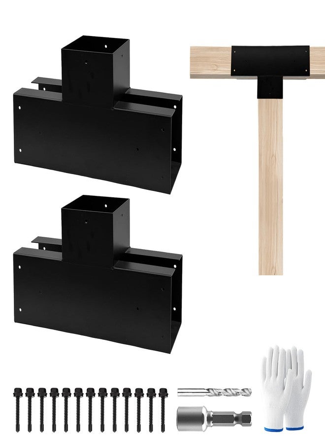 VoTwoofv Pergola Bracket kit 4x4,3-Way T-Shaped Bracket Woodworks Pergola kit for Wood Beam (Actual: 3.5" x3.5'') Outdoor Gazebos,Patio Pergolas,Log Cabins (2 Pack)… - Image 1